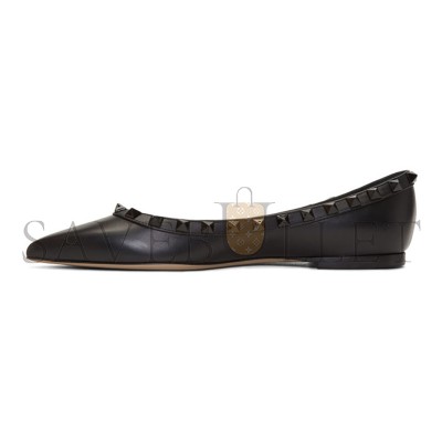 VALENTINO BLACK VALENTINO GARAVANI TONAL ROCKSTUD BALLERINA FLATS 